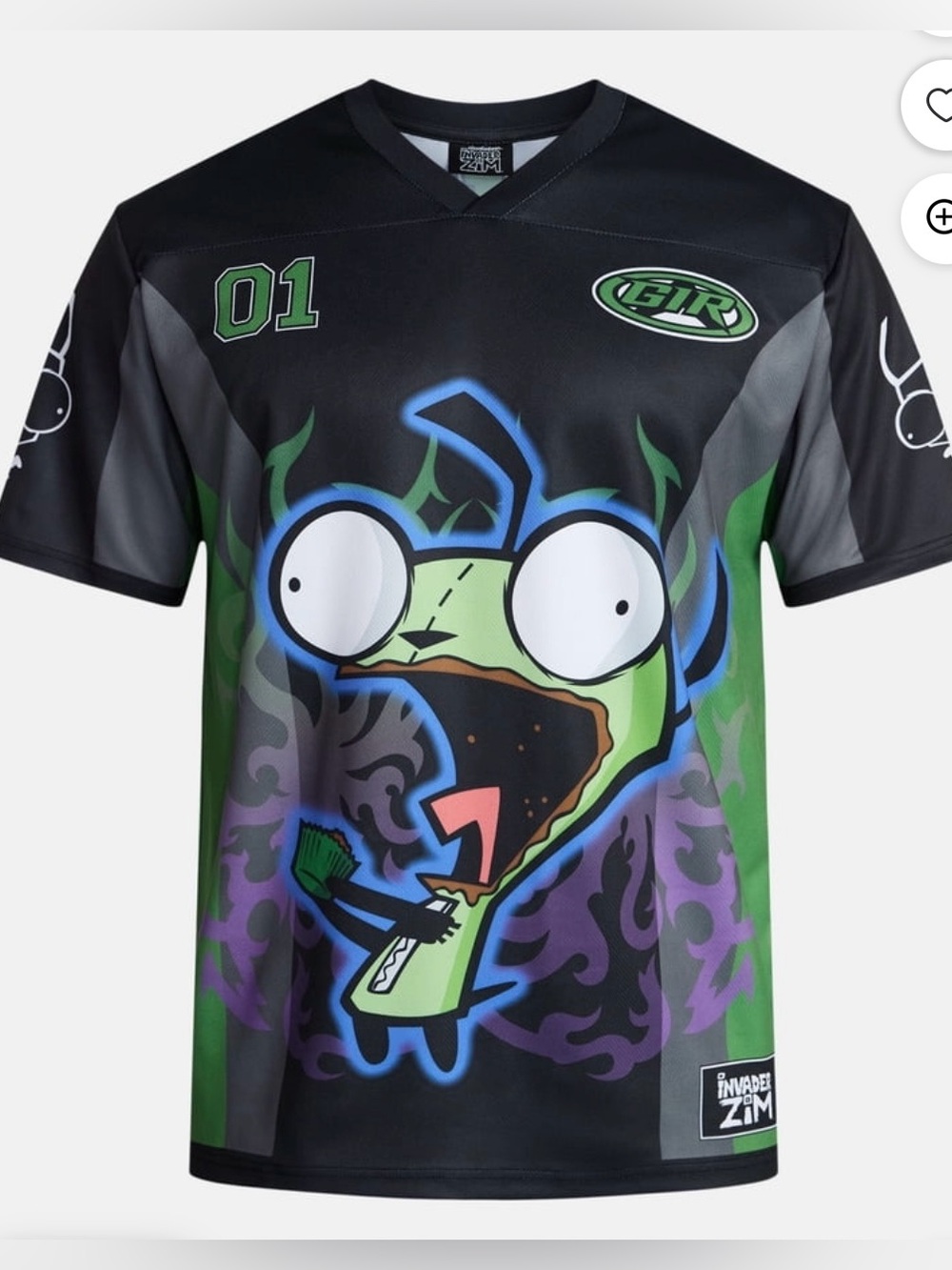 NWT Invader Zim GIR Men’s XL Graphic Soccer Jersey Black Green Nickelodeon